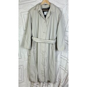 LONDON FOG Women’s Trench Coat Size 14 Vintage Tan Cream Lined Belted Long